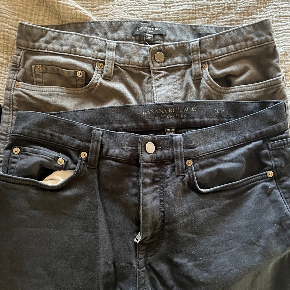Banana Republic Gray Velvet/ Black Jeans